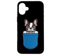 Custodia per iPhone 16 Plus Boston Terrier Peeking Pocket