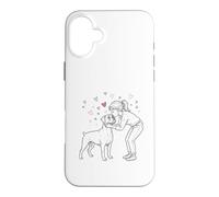 Custodia per iPhone 16 Plus Boxer Dog Love