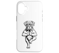 Custodia per iPhone 16 Plus Boxer Yoga Cucciolo Cane Divertente Cane Albero Posa Vrikshasana