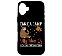 Custodia per iPhone 16 Plus Bradipo Take A Camp My Kind of Social Distancing Campeggio Regalo