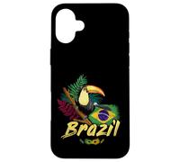 Custodia per iPhone 16 Plus Brasile Tucano vintage con bandiera e maschera da samba