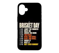 Custodia per iPhone 16 Plus Brisket Day Schedule Funny BBQ Smoker Pitmaster The Stall