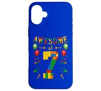 Custodia per iPhone 16 Plus Building Blocks Mattoni Impressionante a 7 Anni Compleanno Ragazzo