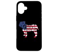 Custodia per iPhone 16 Plus Bulldog American Flag 4th of July Funny Dog Lover