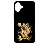 Custodia per iPhone 16 Plus Bulldog francese che ulula alla luna Meme