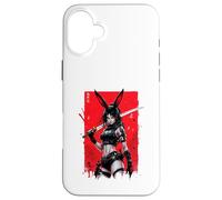 Custodia per iPhone 16 Plus Bunny Anime Girl Samurai Stile Giapponese Guerriero Grafica