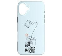Custodia per iPhone 16 Plus Bustina di tè Great Wave Estetica giapponese