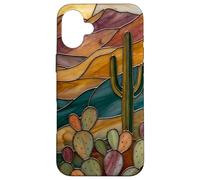 Custodia per iPhone 16 Plus Cactus di vetro colorato Artful Trendy