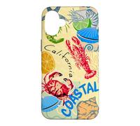Custodia per iPhone 16 Plus California Coastal Seafood Collage Retro Beach Food Art