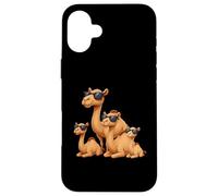 Custodia per iPhone 16 Plus Camel Family Wearing Sunglasses Funny Arabian Animal Desert