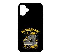 Custodia per iPhone 16 Plus Camion dell'escavatore della costruzione del ragazzo di quarto compleanno