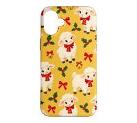 Custodia per iPhone 16 Plus Campana con fiocco di agnello giallo senape rosso per Natale