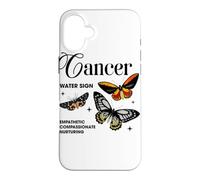 Custodia per iPhone 16 Plus Cancro, zodiaco, farfalla, trio, vendemmia, illustrazione