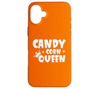 Custodia per iPhone 16 Plus Candy Corn Queen Halloween Divertente Autunno