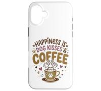 Custodia per iPhone 16 Plus Cane Mamma Amante del Caffè Baci Cane Pelliccia Mamma Proprietario Cane