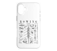 Custodia per iPhone 16 Plus Canottaggio Rower Otto Remo Racing Shell Barca Brevetto Vintage