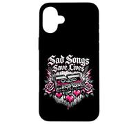 Custodia per iPhone 16 Plus Canzoni tristi salvano vite Emo Design