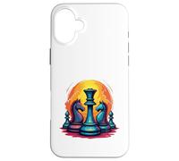 Custodia per iPhone 16 Plus Capolavoro degli scacchi al tramonto - Re e cavalieri degli scacchi audaci
