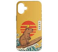 Custodia per iPhone 16 Plus Capybara Surf Giapponese Grande Onda Kanagawa Ukiyo-e