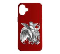 Custodia per iPhone 16 Plus Carattere alato demoniaco cavalcando un drago a due teste ritagliato