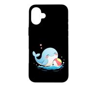 Custodia per iPhone 16 Plus Carino balena Kawaii che gioca a palla da spiaggia divertimento oceano