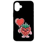 Custodia per iPhone 16 Plus Carino Fragola Che Tiene Cuore Palloncino Kawaii Fruit Art