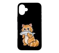 Custodia per iPhone 16 Plus Carino Gatto Che Tiene Pesce Kawaii Pesca Gattino