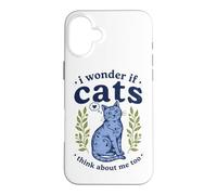 Custodia per iPhone 16 Plus Carino I Wonder If Cats Think About Me Too Folk Art Kitten