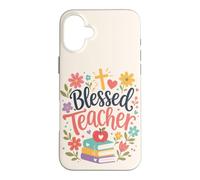 Custodia per iPhone 16 Plus Carino Insegnante Fede Libri Floreali Benedetto Umore
