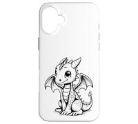 Custodia per iPhone 16 Plus Carino Kawaii Dragon Coloring Book Art Colore Nel Design