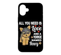 Custodia per iPhone 16 Plus Carino Yorkie chiamato Henry per Yorkshire Terrier Cane Nome