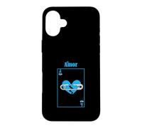 Custodia per iPhone 16 Plus Carta d'amore perso di colore blu Grafica blu