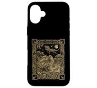 Custodia per iPhone 16 Plus Carta dei tarocchi con lucertola dal collo celeste