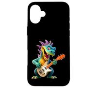 Custodia per iPhone 16 Plus Cartoon Dragon Rock Star Chitarra Elettrica Player Design