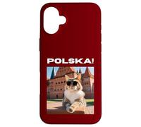 Custodia per iPhone 16 Plus Cat At The Malbork Castle, Polonia