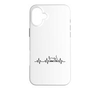 Custodia per iPhone 16 Plus Cat Love Heartbeat Vita Cuore ECG Pulse