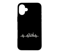 Custodia per iPhone 16 Plus Cat Love Heartbeat Vita Cuore ECG Pulse