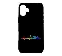 Custodia per iPhone 16 Plus Cat Love Heartbeat Vita Cuore ECG Pulse