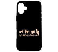 Custodia per iPhone 16 Plus Cat Lover Un Deux Trois Cat French Counting Pun Quatre Cat