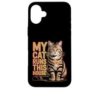 Custodia per iPhone 16 Plus Cat Runs My House Citazione umoristica divertente