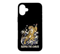 Custodia per iPhone 16 Plus Cavalcando il caos Divertente ritorno a scuola umorismo tigre
