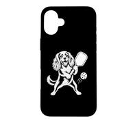 Custodia per iPhone 16 Plus Cavalier King Charles Spaniel Pickleball Sport Vintage Dog
