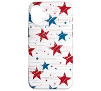 Custodia per iPhone 16 Plus Celebrazione patriottica americana con motivo stella blu rossa bianca