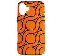 Custodia per iPhone 16 Plus Cerchi neri Design in carta da parati colore arancione