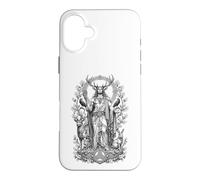 Custodia per iPhone 16 Plus Cernunnos, divinità celtica della foresta sacra, motivo: corna sacra