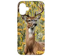 Custodia per iPhone 16 Plus Cervo dalla coda bianca del Nebraskan circondato da verga d'oro 1