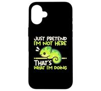 Custodia per iPhone 16 Plus Chameleon not here funny animal quote for antisocial
