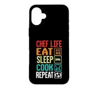 Custodia per iPhone 16 Plus Chef Life Eat Cook Repeat Funny Cooking Chefs Lover