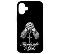 Custodia per iPhone 16 Plus Chicano tatuato Il mio unico giudice è Dio che prega le mani
