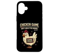 Custodia per iPhone 16 Plus Chicken Game Don't Look At The Chicken Funny Gamer Pixel Art